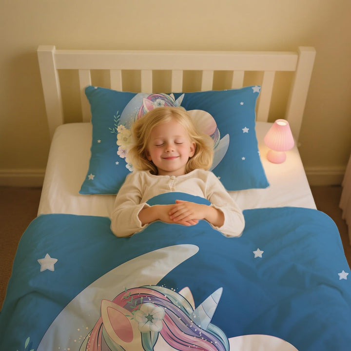 Caregchrisj Einhorn-Bettbezug 120 x 150 cm, für Kinder, Mädchen, Bettwäsche aus Mikrofaser mit Reiss