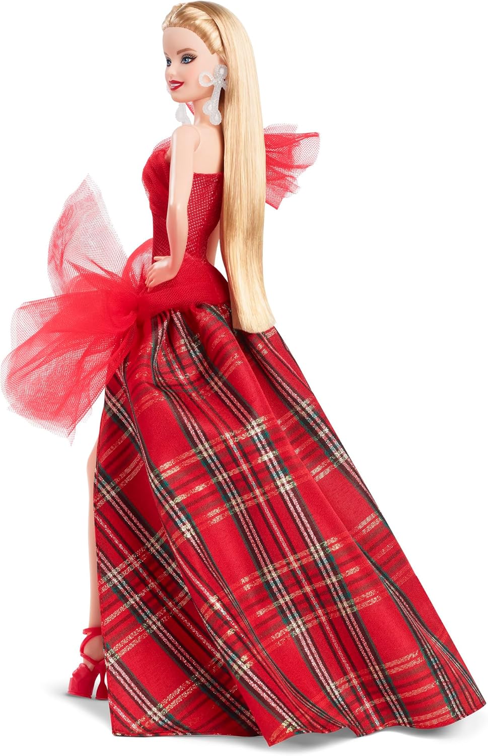 Barbie Signature Doll, 2024 Holiday Blonde Fashion Doll Wearing Gown with Plaid Skirt, Seasonal Coll