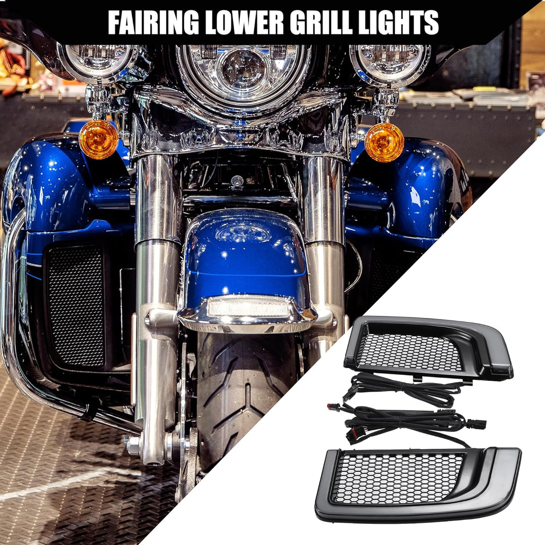 X AUTOHAUX Motorrad LED Verkleidung Untere Gitter Blinker Licht für Harley
