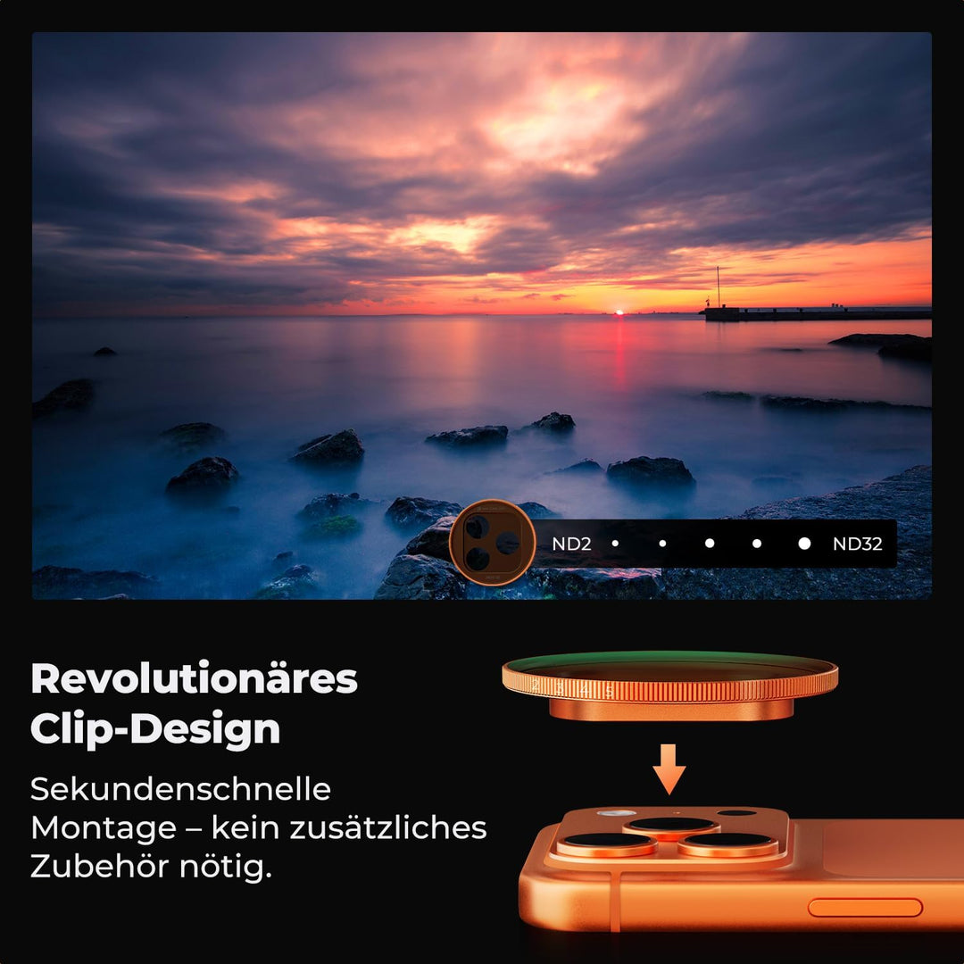 K&amp;F CONCEPT Snap-On ND2-32 Filter kompatibel mit iPhone 17 Pro/Pro Max | Orange, 11,2g extrem Leicht