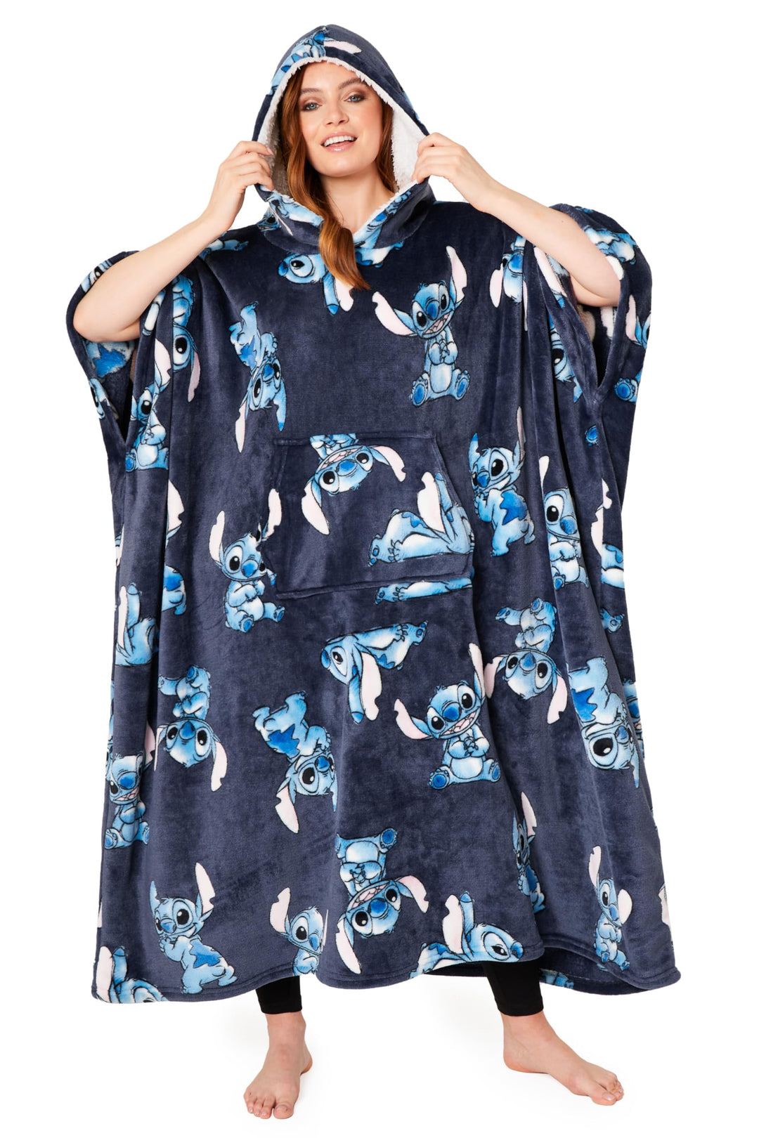 Disney Stitch Kapuzenpullover Damen Oversize Hoodie Decke mit Ärmeln Sherpa Weiche Warme und Komfort