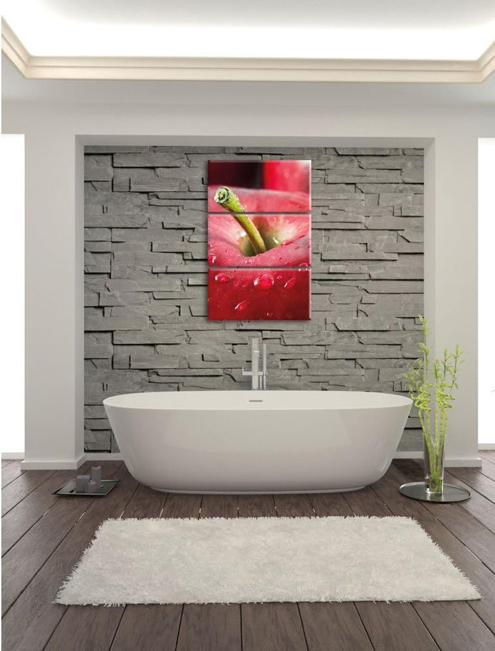 Apfel 3-Teiler Leinwandbild 120x80 Bild auf Leinwand, XXL riesige Bilder fertig gerahmt mit Keilrahm
