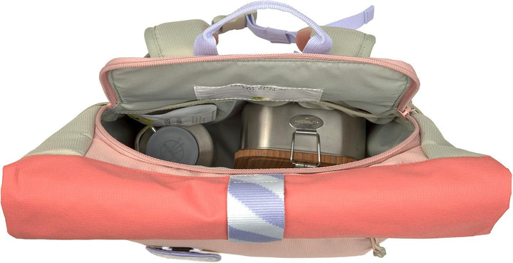 LÄSSIG Kinderrucksack mit Brustgurt, wasserabweisend, 12-15 Liter/Medium Rolltop Backpack Sunny Expl