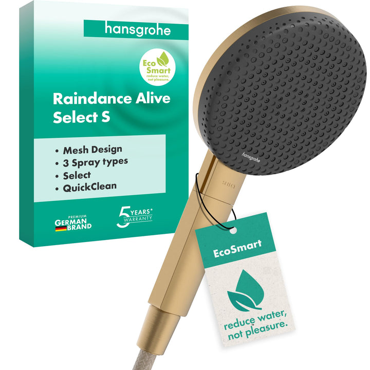 hansgrohe Raindance Alive Select S - wassersparender Duschkopf 7,1 l/min (EcoSmart), Handbrause mit
