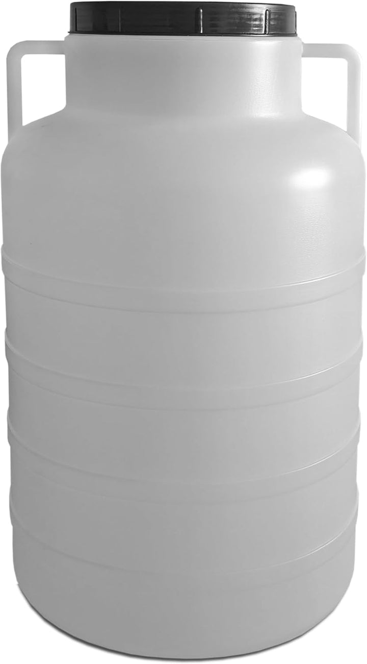 Plasteo® 60 Liter Weithalsfass Natur Rund mit Deckel und Henkeln, Lebensmittelecht und BPA-Frei, Fut