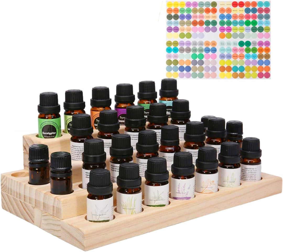 CHSEEA Ätherisches Öl Display Ständer Gestell Halter Organisator, 30 Löcher Holz Box Veranstalter Au