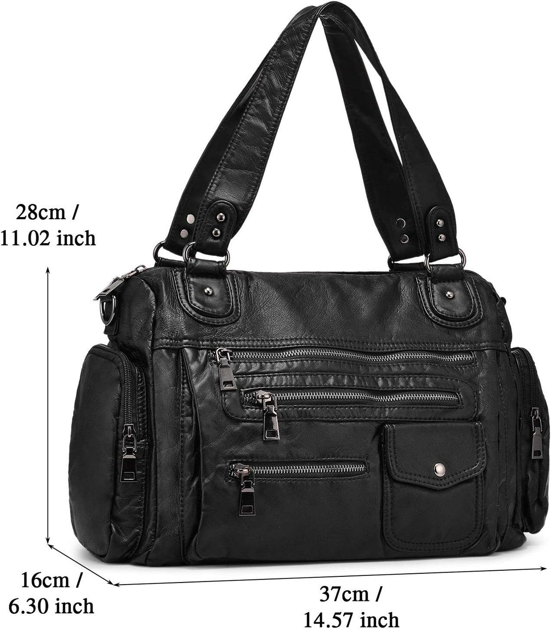 VINBAGGE Damen Handtasche Grosse Schultertasche PU Leder Henkeltasche Frauen Weiches Hobo Tasche Umh