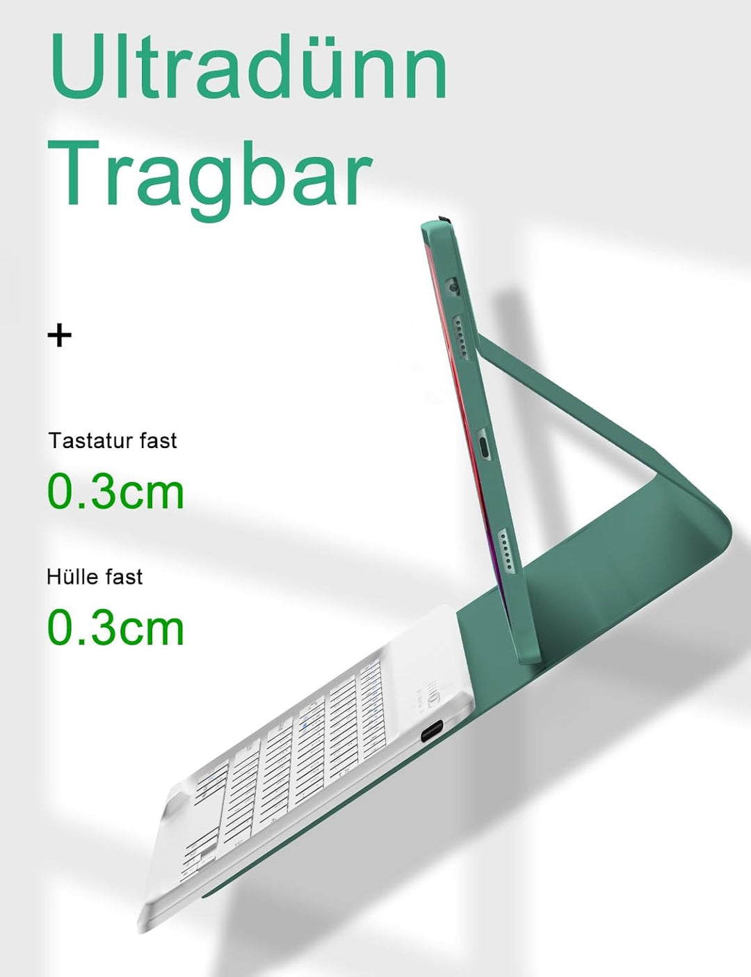 FOGARI Tastatur Hülle für Lenovo Tab P12 12.7" 2023, QWERTZ Layout, Hülle Tastatur mit Magnetisch Ab