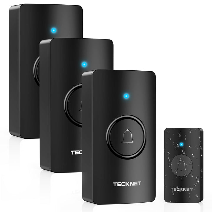 TECKNET Funkklingel, Funkklingel Batteriebetrieben mit 3 Empfänger 1 Sender, 400m Reichweite IP67 Fu