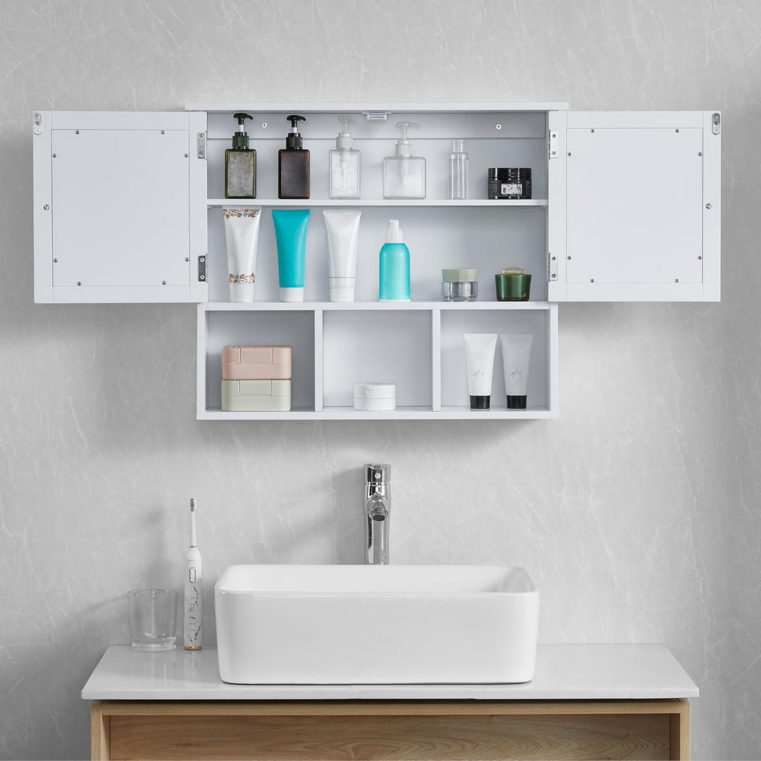 Bath Vida Milano doppelte Tür Badezimmer Spiegelschrank Aufbewahrung Einlegeböden Wand montiert, wei