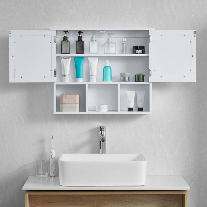 Bath Vida Milano doppelte Tür Badezimmer Spiegelschrank Aufbewahrung Einlegeböden Wand montiert, wei