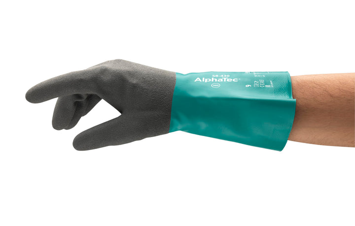 Ansell Alphatec 58-430 Chemikalien-Arbeitshandschuhe, Hochleistungsfähige Nitrilmischung, Gute Finge
