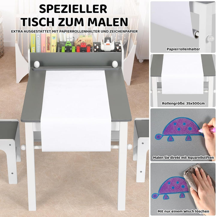 MAMIZO Kindertisch mit 2 PCS Stühlen, Maltisch & Basteltisch Kinder, Tisch & Stühle Kinderzimmer Set