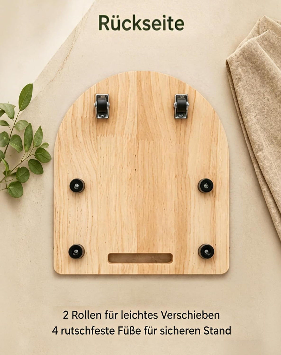 Gleitbrett für Thermomix TM7, Brett für Thermomix mit Rollen &amp; Gummifüssen, Schützt die Waage, Robus
