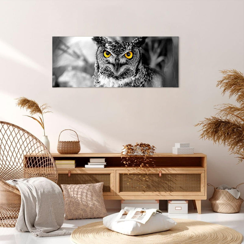 Wandbilder Dekoration Wohnzimmer Eule Vogel Natur Panorama Bilder auf Leinwand 120x50cm Leinwandbild