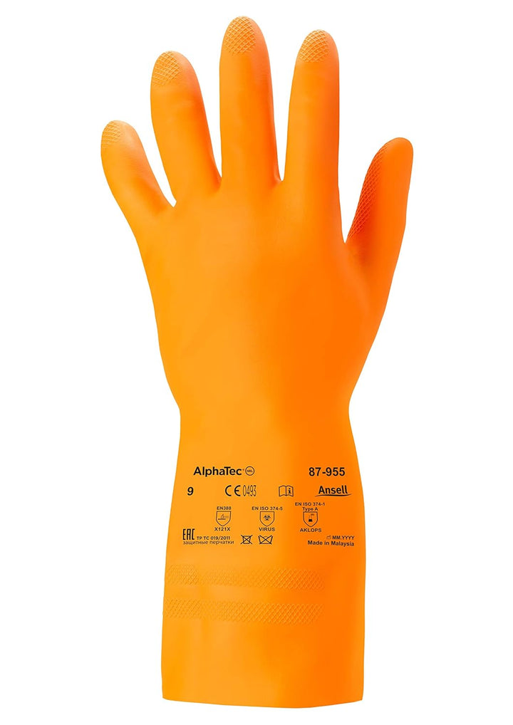 Ansell AlphaTec 87-955 Chemikalienschutz-Handschuhe, Mehrzweck-Arbeitshandschuhe, Hohe Beständigkeit