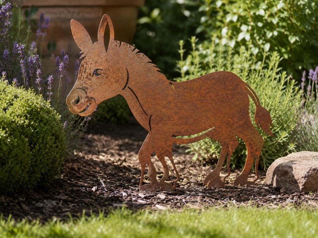 Kapaga - Gartenfigur aus Rost auf Einschlagbeinen - Metall Tierfigur - Edelrost Dekofigur - Tier Fig