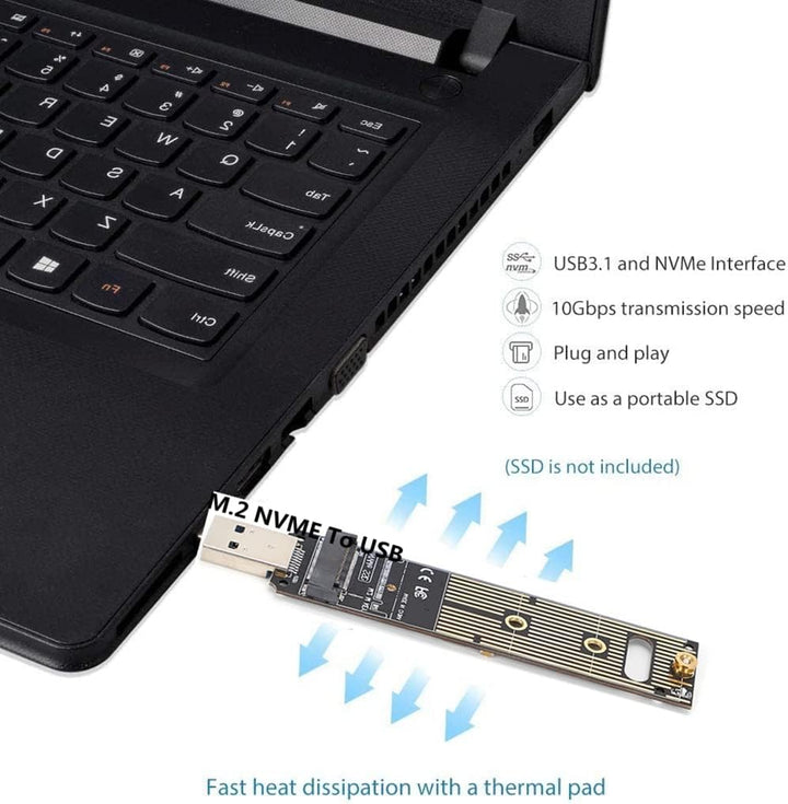 Tangxi M.2 NVMe auf USB Adapter, 10 Gbit/s M.2 SSD auf USB 3.1 M.2 Adapter, M.2 NVME basiert M Key M