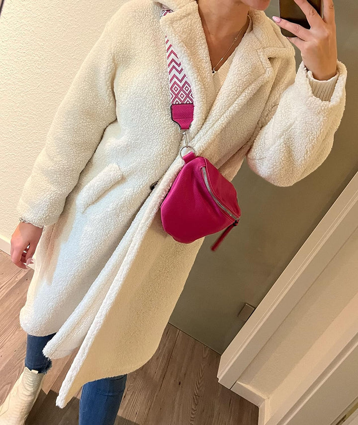 stylx Crossbody Bag Damen Leder Breiter Gurt Handtasche Umhängetasche Moderne Taschen mit breitem Sc