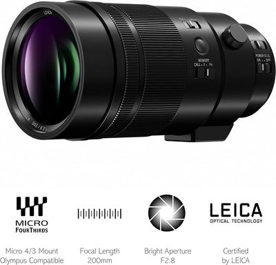 Panasonic H-ES200 Leica DG Elmarit Kamera Objektive (200mm / F2.8, Premium Tele, Dual I.S., Staub un