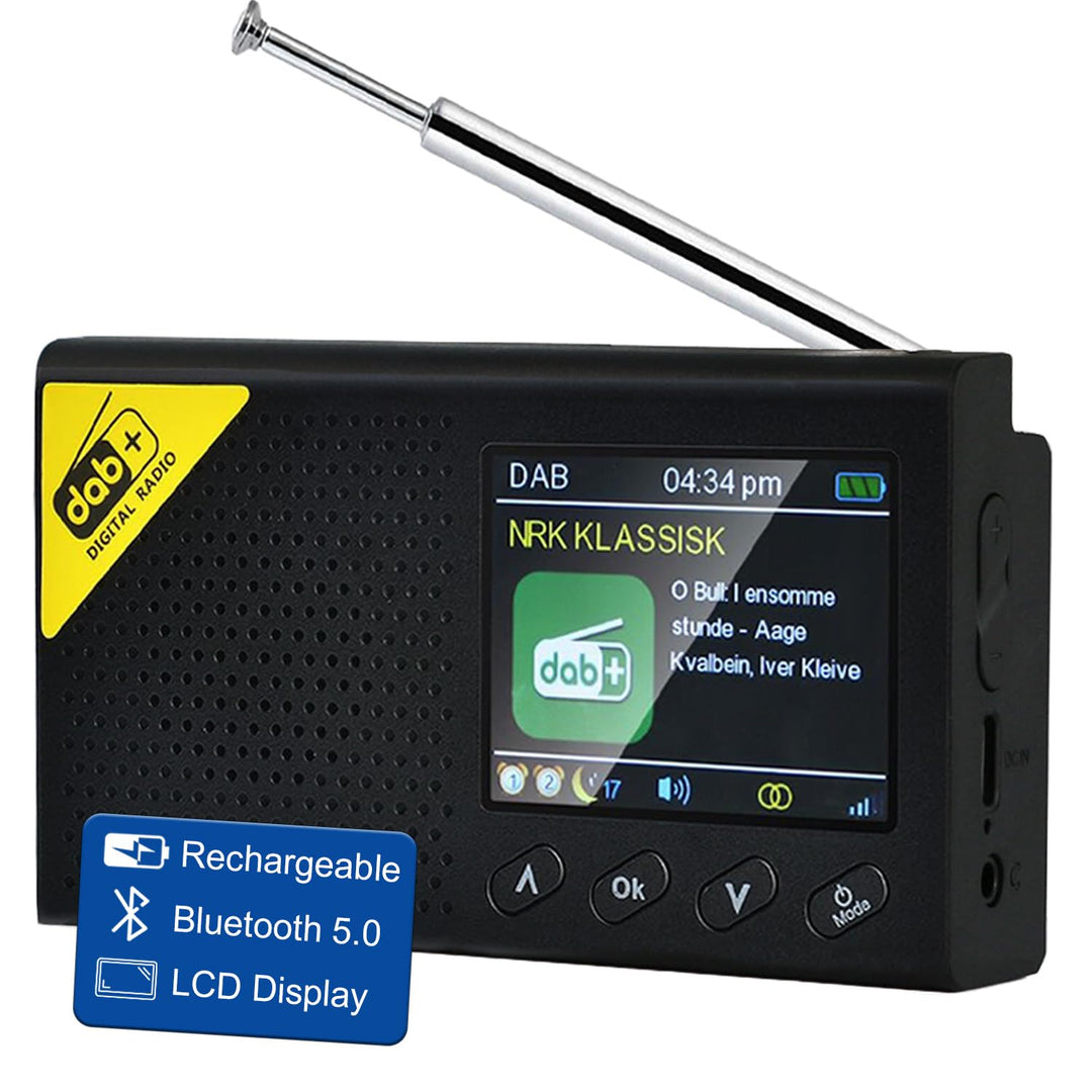 Tragbares DAB Radio, DAB Plus Radio kleine, Bluetooth,USB-C Betrieben & Wiederaufladbarer Akku | 12