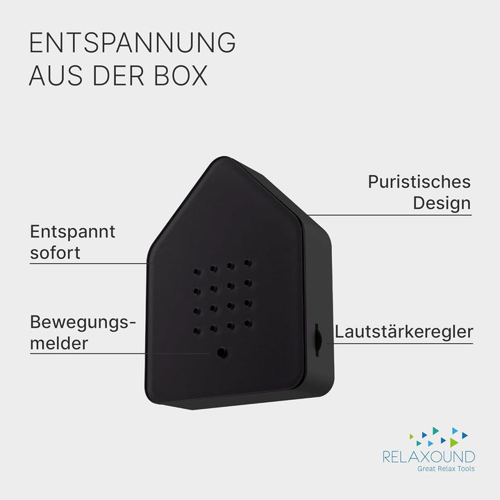 RELAXOUND ORIGINAL Zwitscherbox Black Dark – Moderne Vogelgezwitscher Box – Entspannender Vogelgesan