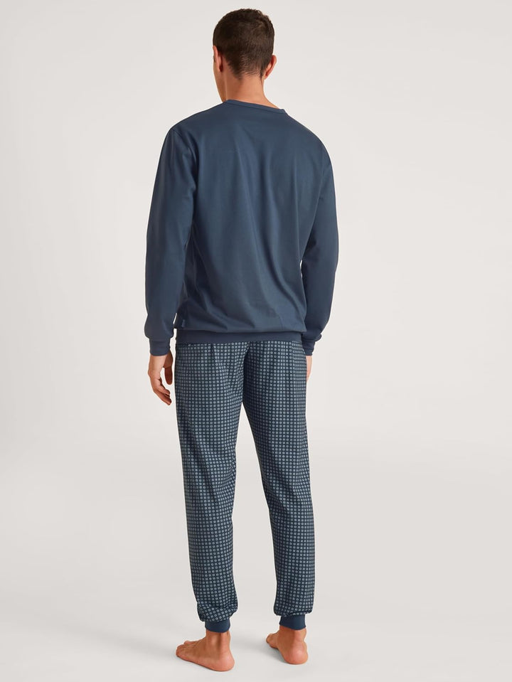 CALIDA Relax Imprint Bündchen-Pyjama Herren 56 Saragossa Blue, 56 Saragossa Blue