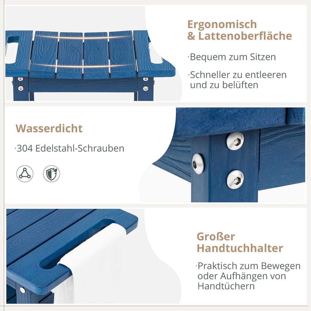 LUE BONA HDPS Duschbänke, Duschhocker zum Rasieren der Beine mit Ablage, wasserdichter Badstuhlsitz