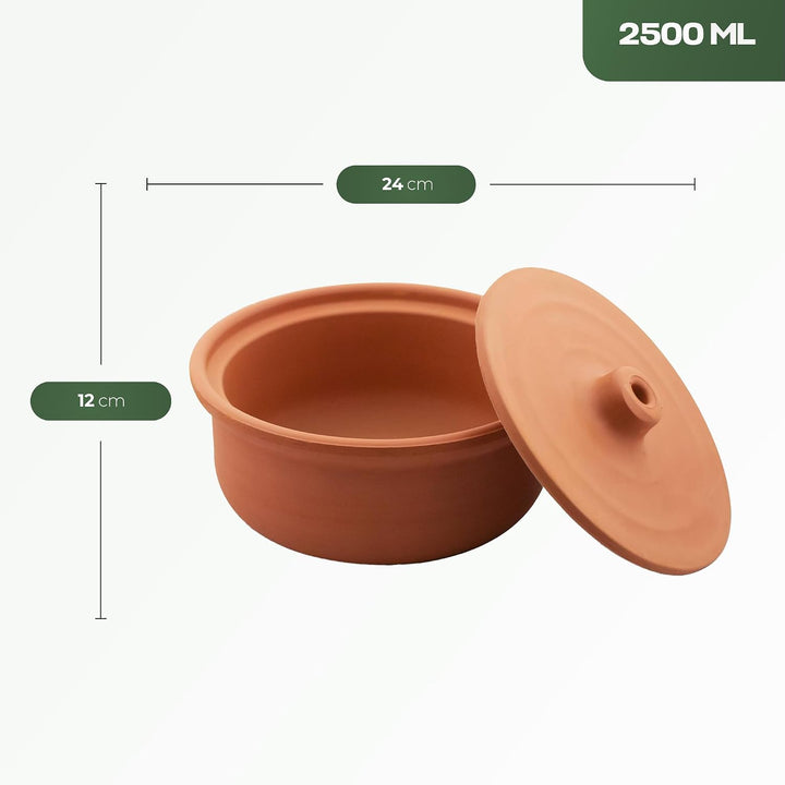 NORDIC SCHILLER Schmortopf 2500ml, 24x12cm, Terrakotta mit Glasierter Innenbeschichtung, Backofen-Mi