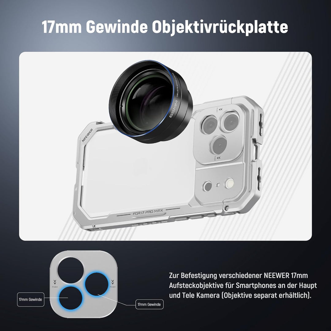 NEEWER Phone Käfig Cage Kompatibel mit iPhone 17 Pro Max, Schnellwechsel Video Rig Handy Stabilisato