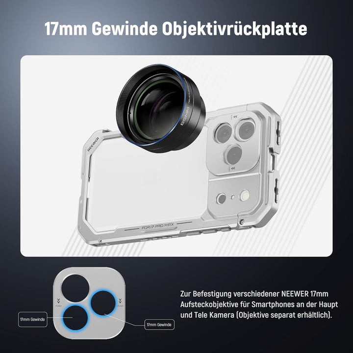 NEEWER Phone Käfig Cage Kompatibel mit iPhone 17 Pro Max, Schnellwechsel Video Rig Handy Stabilisato