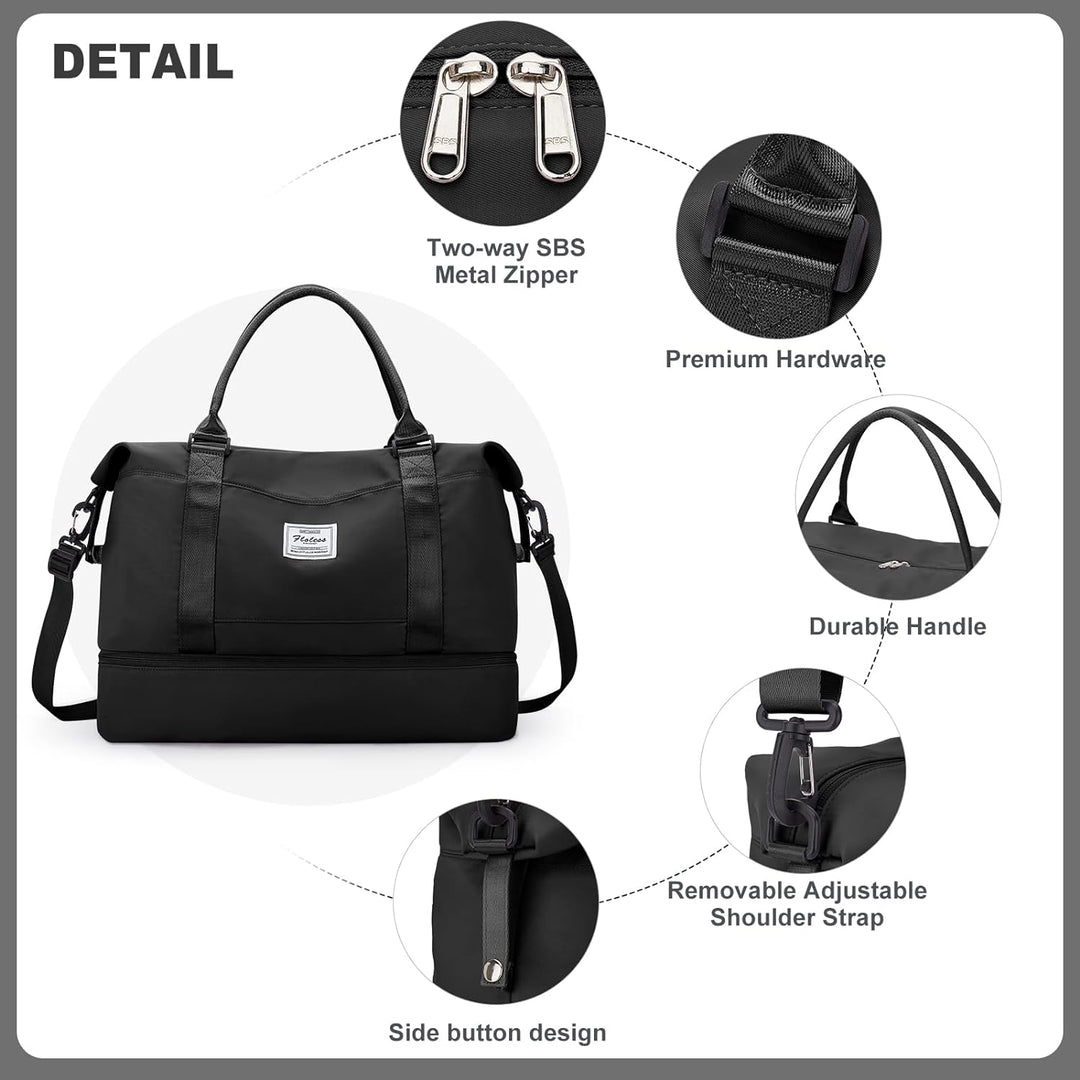 Reisetasche Damen Handgepäck Tasche Sporttasche mit Kulturbeutel Weekender Bag Schwimmtasche Wasserd