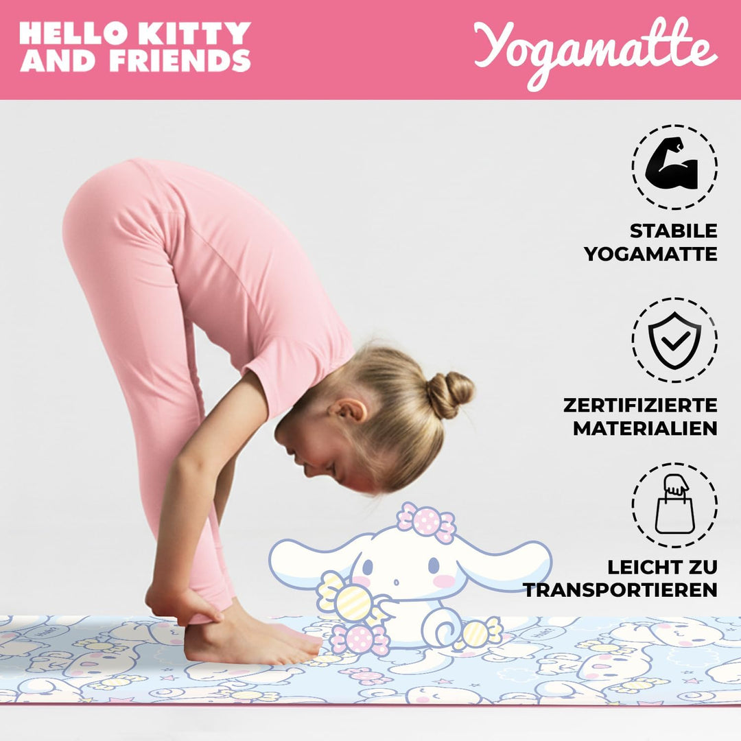 Hello Kitty Offiziell – Kinder Yoga- & Gymnastikmatte Hello Kitty & Cinnamoroll (60 x 150 x 0,5 cm)