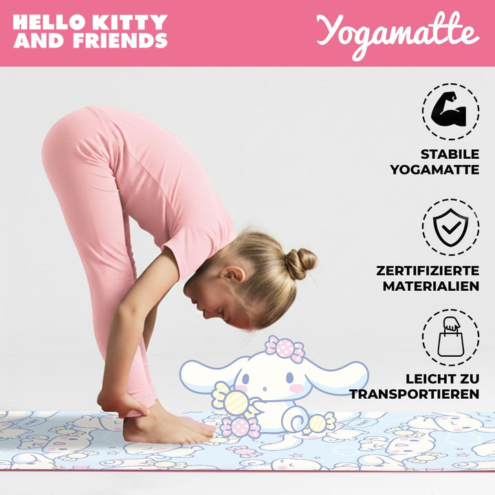 Hello Kitty Offiziell – Kinder Yoga- & Gymnastikmatte Hello Kitty & Cinnamoroll (60 x 150 x 0,5 cm)