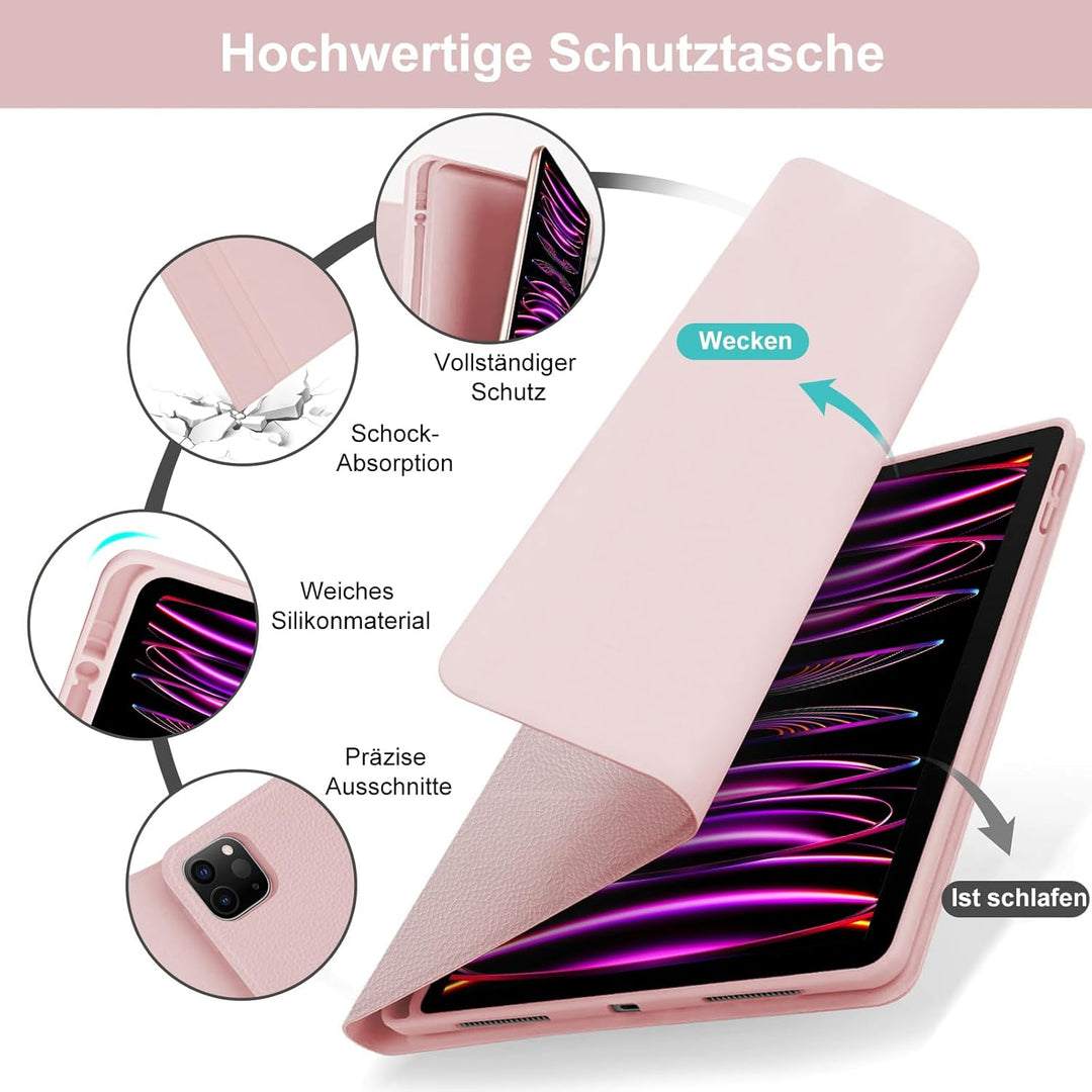 IVEOPPE Tastatur für iPad Pro 12,9, Hülle mit Tastatur für iPad Pro 6. Generation, Bluetooth QWERTZ