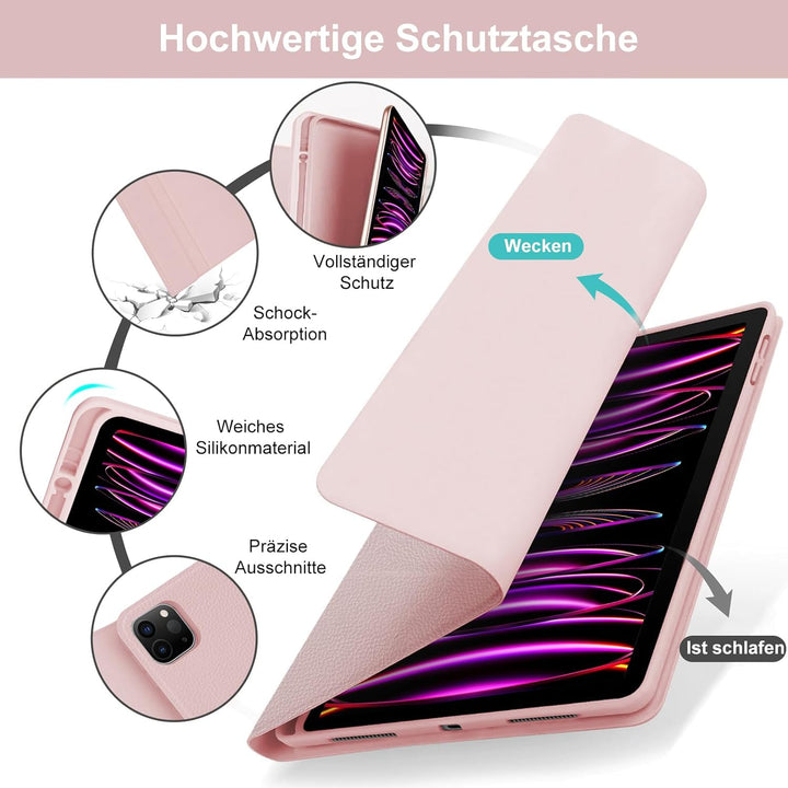 IVEOPPE Tastatur für iPad Pro 12,9, Hülle mit Tastatur für iPad Pro 6. Generation, Bluetooth QWERTZ