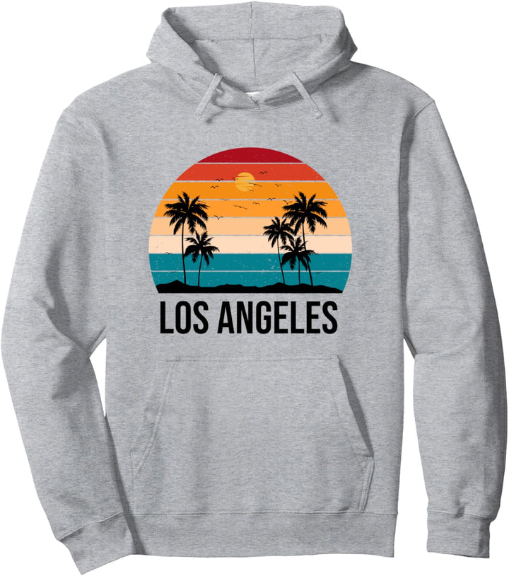 Los Angeles Sonnenuntergang Vintage Souvenir Palme Strand Sonne Pullover Hoodie
