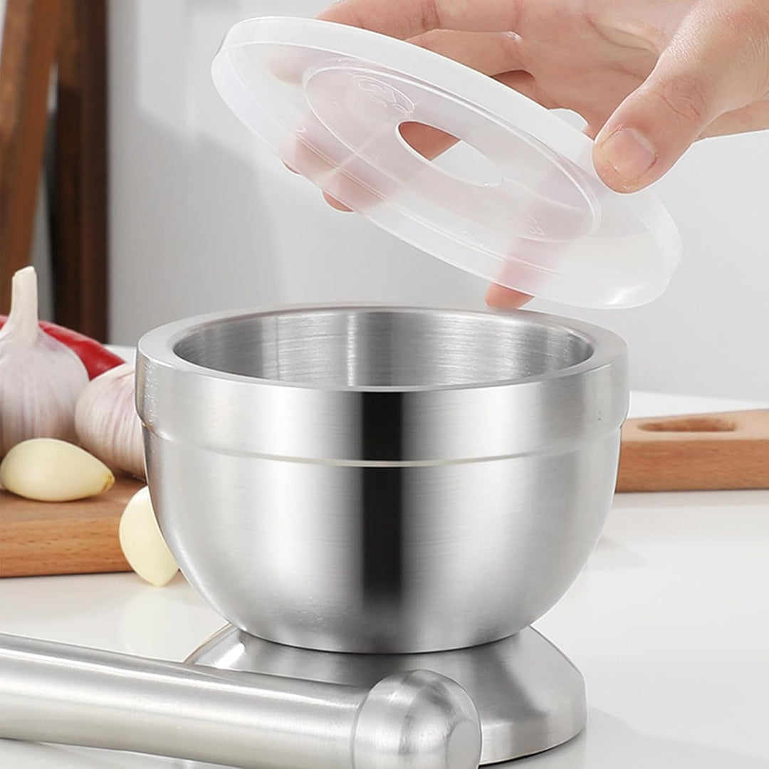 Bekith Mörser und Stössel Sets 18/8 Gebürsteter Edelstahl Gewürzmühle Pille Crusher Molcajete Kräute
