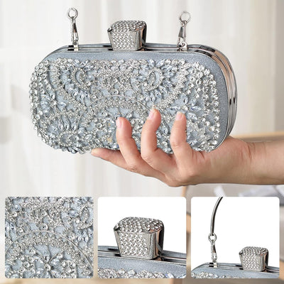 CORIOS Damen Clutch Diamant Strass Abendtasche Glitzer Handtasche Kleine Umhängetasche Abnehmbarer K