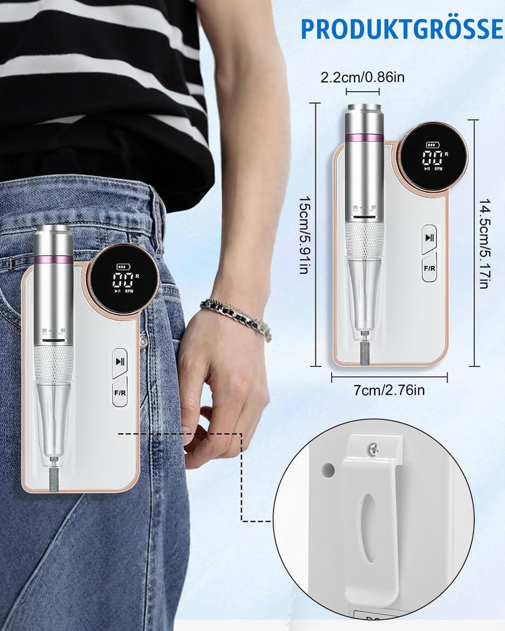 Elektrische Nagelfeile,Maniküre set Elektrisch,USB Aufladbare Nail Drill 35000 U min Fräser,mit LCD-