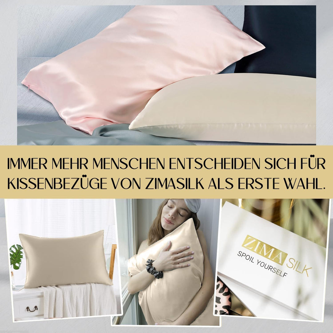 ZIMASILK Kissenbezug aus 100% Seide für Haare und Haut. Doppelseitige 19 Momme Reine Maulbeerseide K