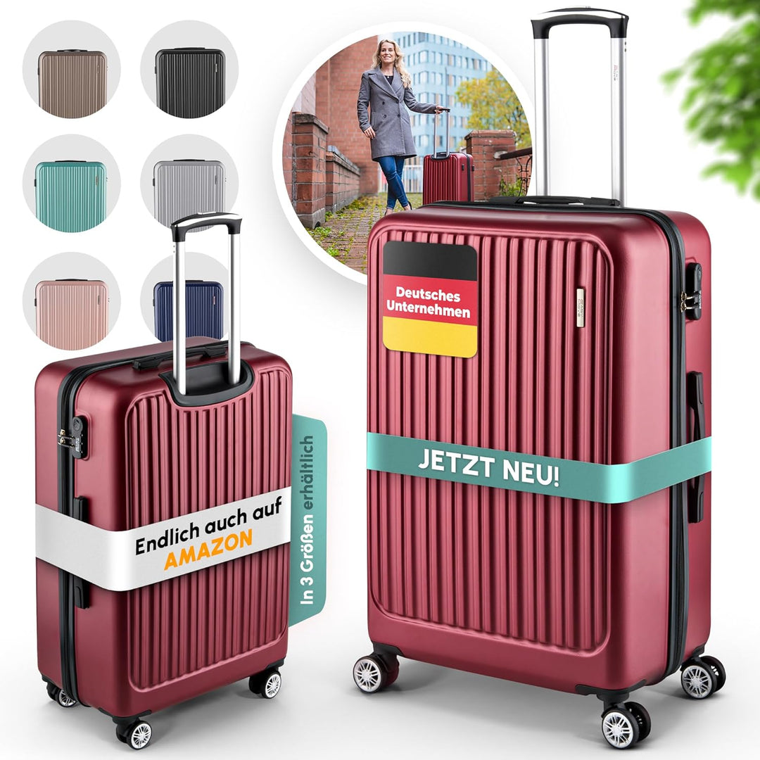 Easy Move ABS Hartschalenkoffer [ERGONOMISCH & SICHER] - Grosser Trolley Koffer mit 360° Rädern, Zah