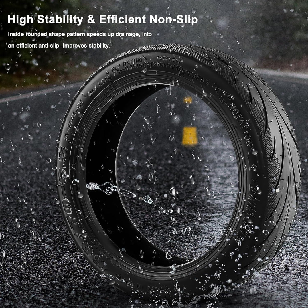Amitor 60/70-6.5 Tubeless Reifen für Ninebot Max G30, Selbstreparierende Vakuumreifen mit Ventil, E