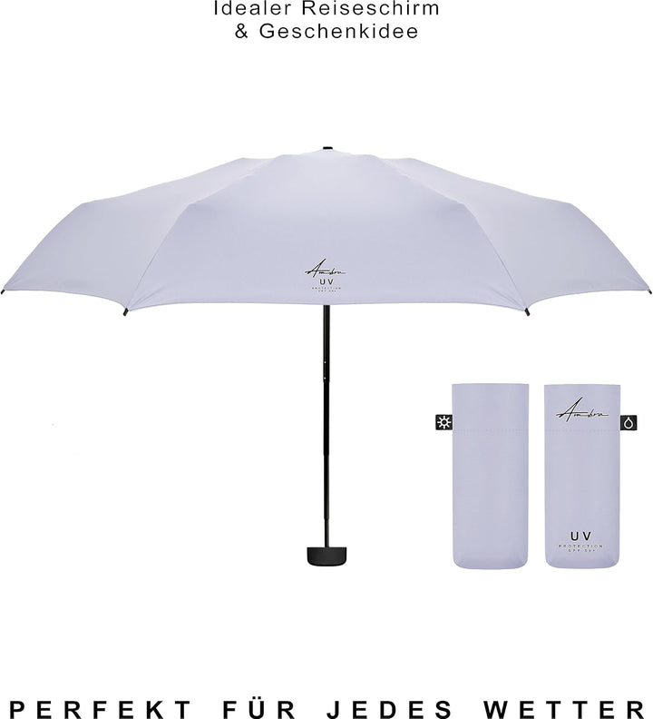 AMBRA Sturmfester Mini Reise-Regenschirm mit UV-Schutz Flieder, Flieder
