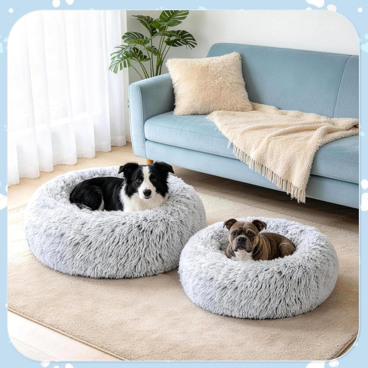 Donut-Hundebett, 80 cm Rundes Haustierbett, Waschbarem Bezug und Schaumstofffüllung für Hunde und Ka