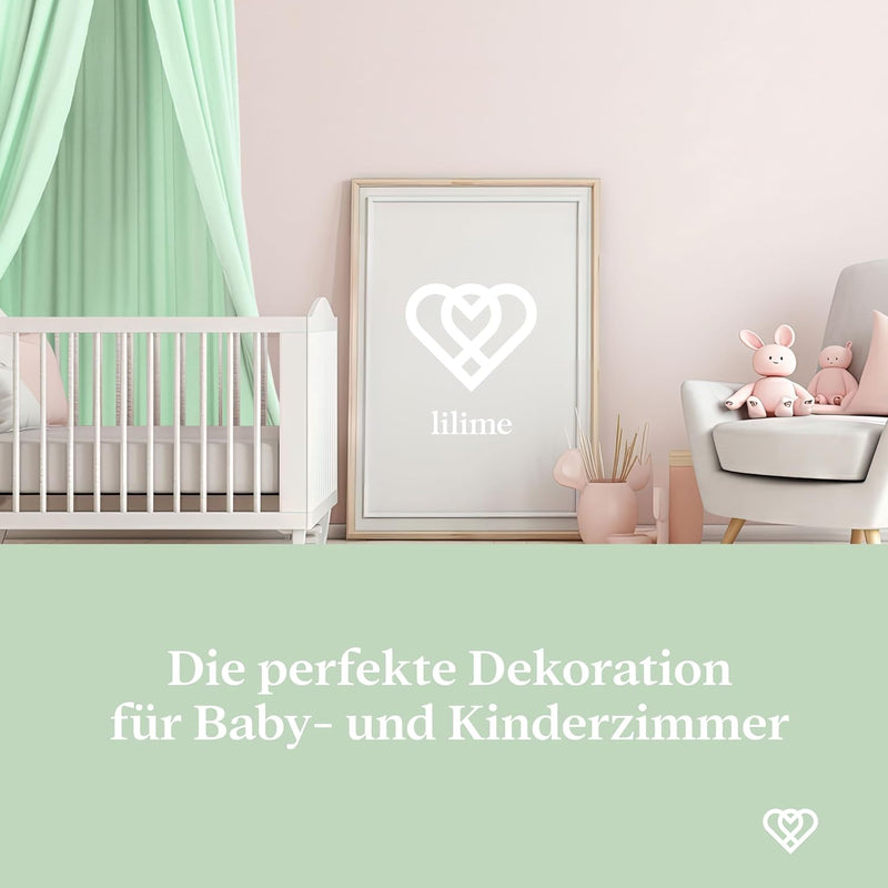 lilime® Betthimmel Baldachin aus 100% Baumwolle, ⌀50cm, Länge 240cm, Moskitonetz, Kinderzimmer, Haus