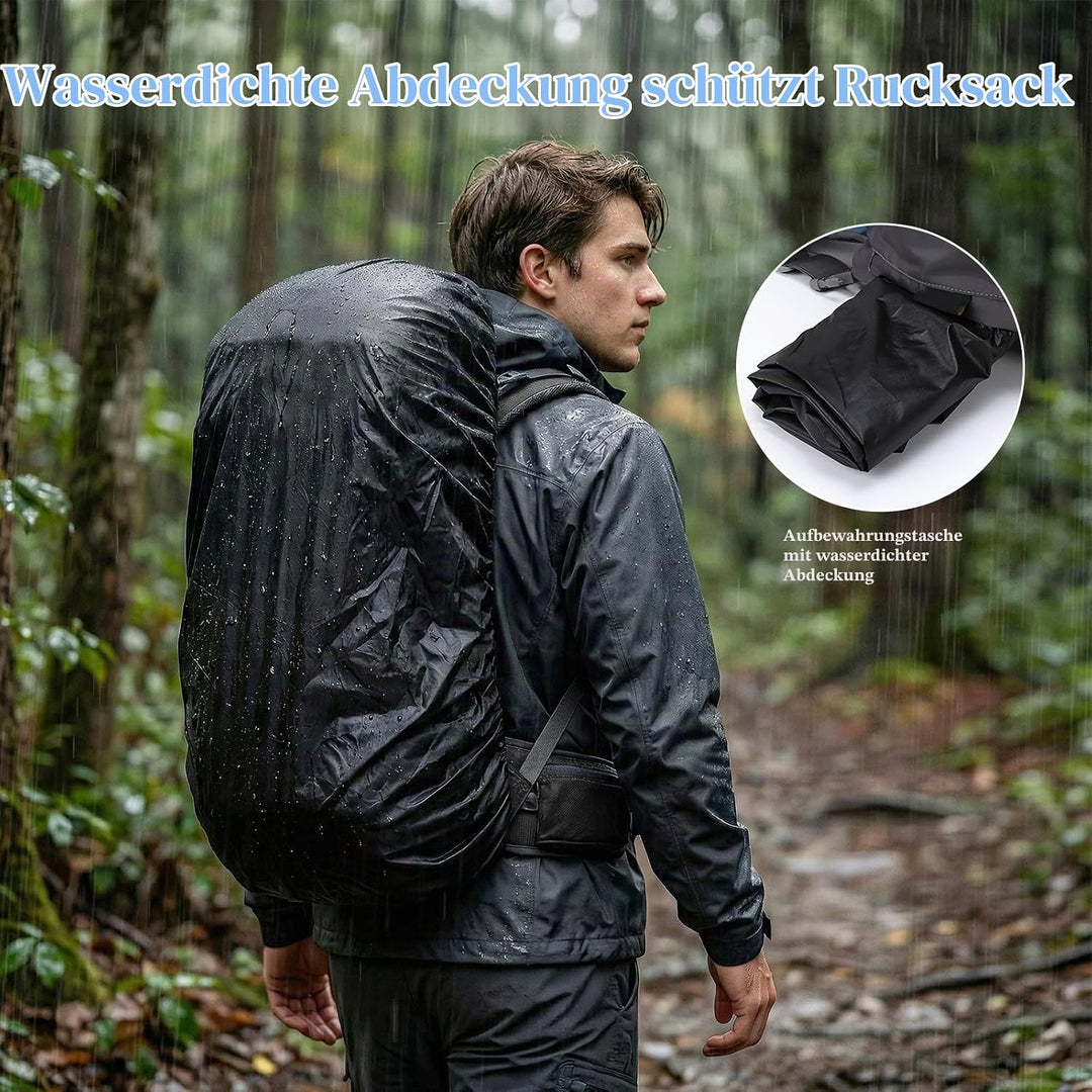 Wanderrucksack Wasserdicht 60L, Leichter Campingrucksack Sportlicher Reiserucksack Trekkingrucksack