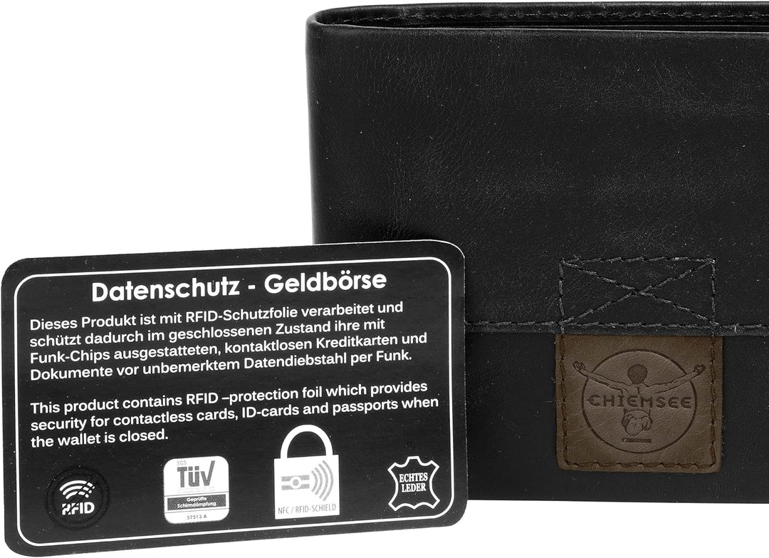 Chiemsee Geldbörse Echt Leder schwarz Herren - 021131, Schwarz