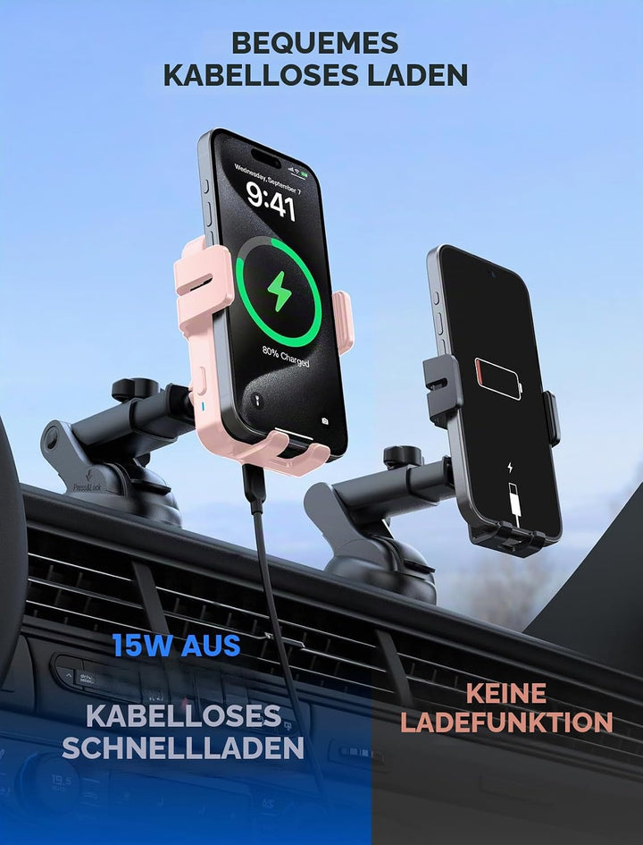 MOKPR Handyhalterung Auto mit Ladefunktion, 15W Handyhalterung Auto Induktives Laden für Entlüftungs