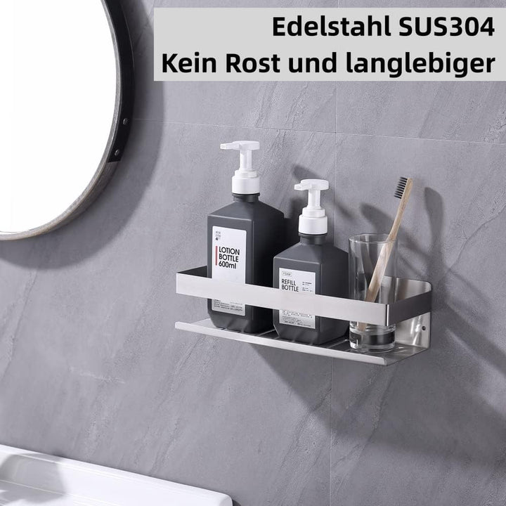HomeHeng Duschablage Ohne Bohren Gebürstetes Nickel, Duschregal Wandmontage Badregal Duschkorb Edels